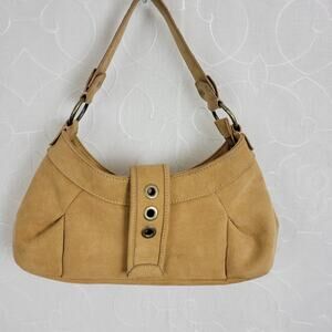 Y2K Shoulder Bag Small Tan Faux Suede Buckle